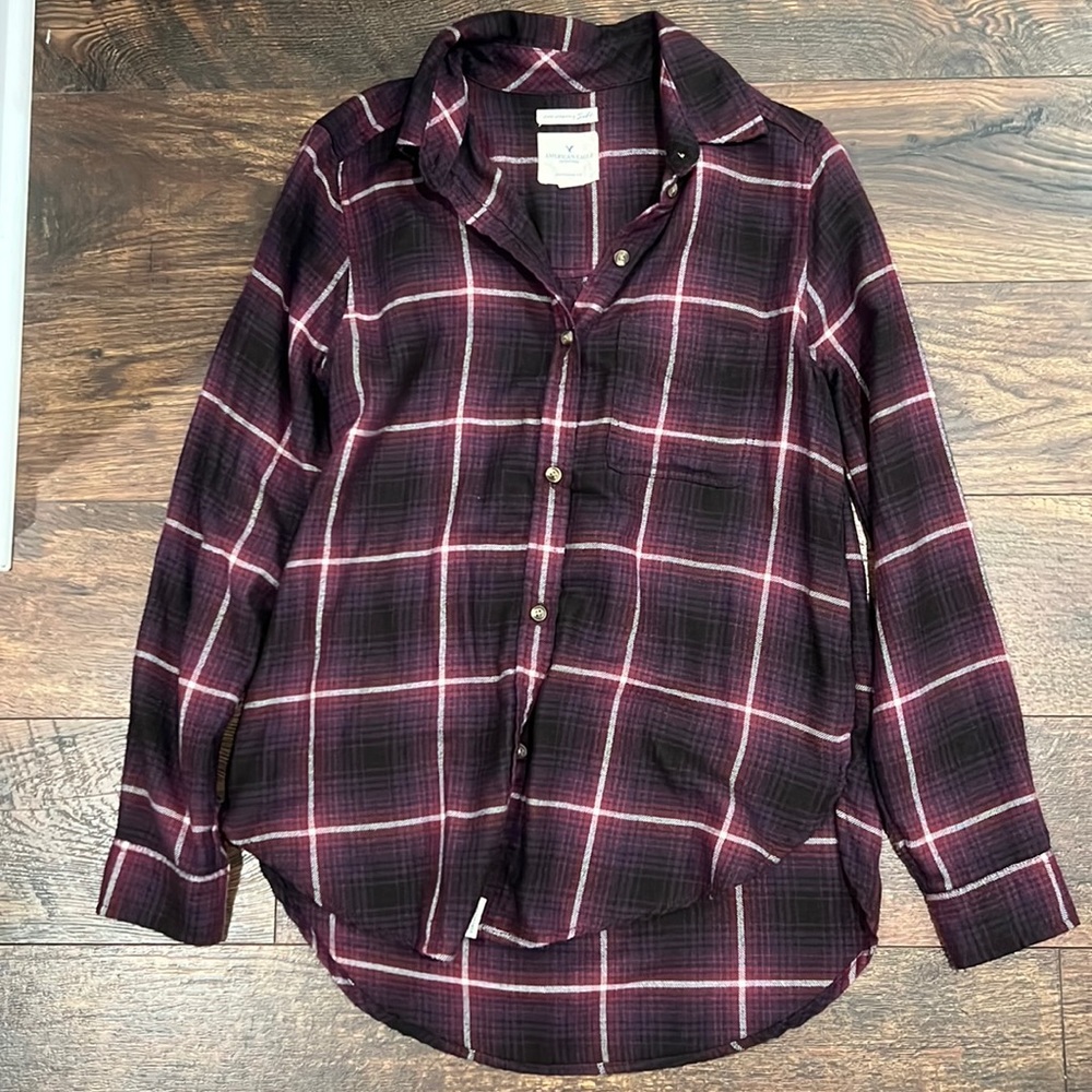 Purple plaid shirt